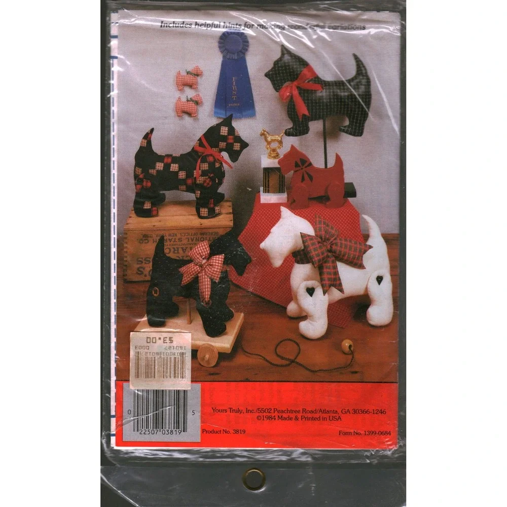 Yours Truly Soft Sculpture Pattern Series Scotty Dog 5 Sizes Sewing Pattern‎